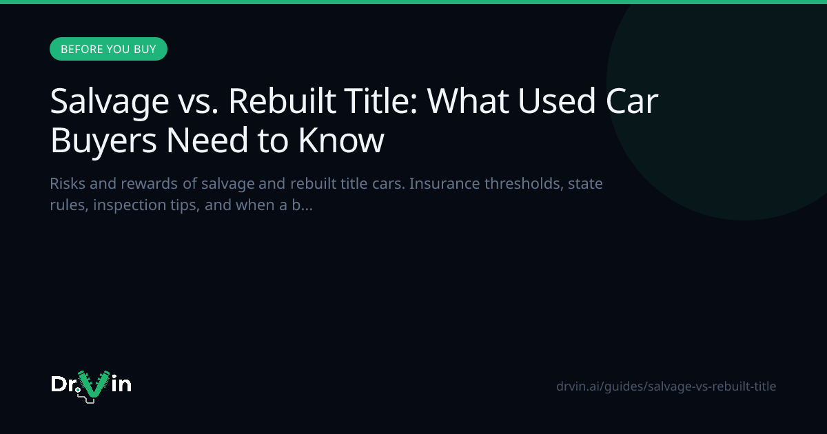 Salvage vs. Rebuilt Title: What Used Car Buyers Need to Know | Dr. Vin