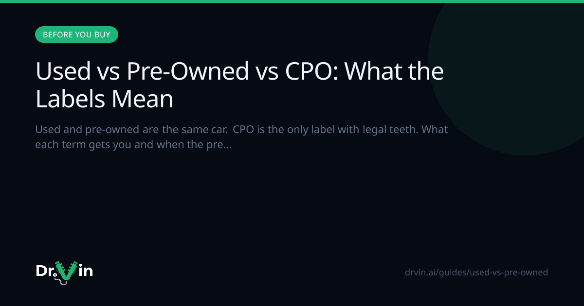 Used vs Pre-Owned vs CPO: What the Labels Mean | Dr. Vin